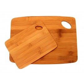 Set of 2 Bamboo Thin Cutting Board w/ Oval Hole in Corner (6"x8" & 9"x12") with Logo  Set of 2 Bamboo Thin Cutting Board w/ Oval Hole in Corner (6"x8" & 9"x12") with Logo