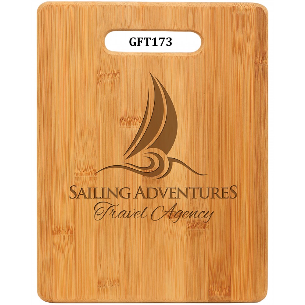 Logo Branded Bamboo Rectangle Shaped Cutting Board, 11-1/2"x 8-3/4"