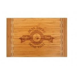 Logo Branded Paddle Bamboo Cutting Board w/Butcher Block Inlay (18"x12")
