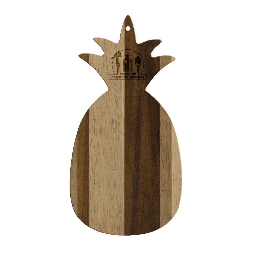 Rock & Branch Shiplap Series Pineapple Shaped Wood Serving & Cutting Board with Logo