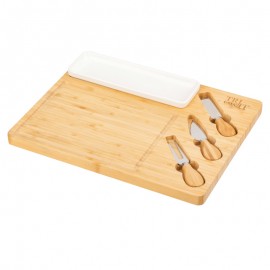 Promotional Solara Bamboo Cheese Board & Tray Knife Set
