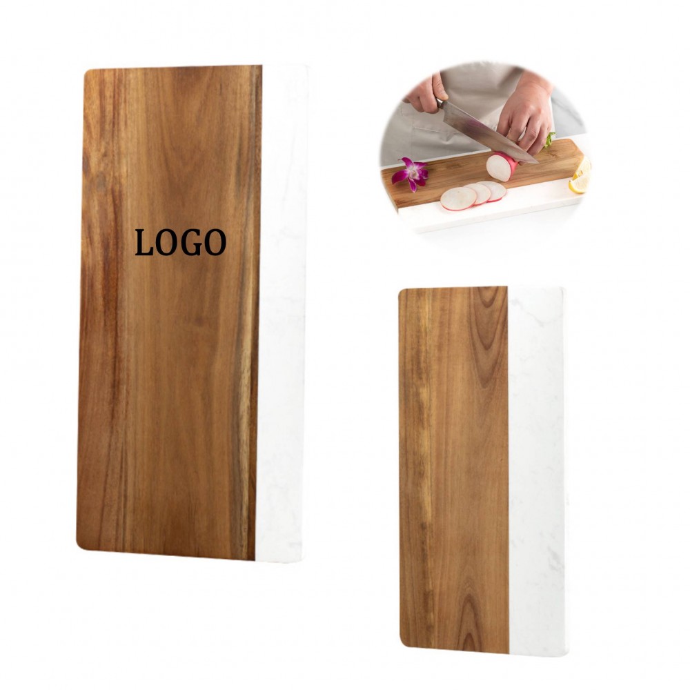 Wood And Marble Cutting Board with Logo