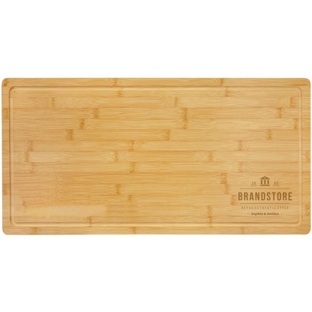 Custom 23 3/4" x 12" Bamboo Cutting Board with Drip Ring
