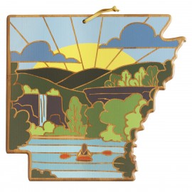 Arkansas State Shaped Serving & Cutting Board w/Artwork by Summer Stokes with Logo