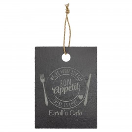 11 1/2" x 8 3/4" Rectangle Slate Cutting Board with Hanger String with Logo