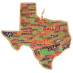 Customized Texas State Shaped Cutting & Serving Board w/Artwork by Wander on Words