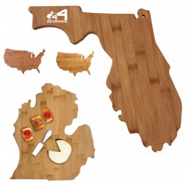 Logo Branded America Shaped Bamboo Brown Cutting Board  Logo Branded America Shaped Bamboo Brown Cutting Board