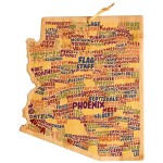 Arizona State Shaped Cutting & Serving Board w/Artwork by Wander on Words with Logo
