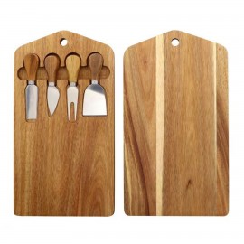 Wooden Cheese Board with Stainless Steel Knife Set with Logo