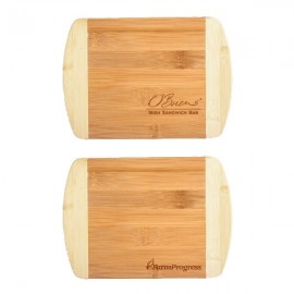 Logo Branded Two-Tone Bar 8" x 5-3/4" Bamboo Cutting Board