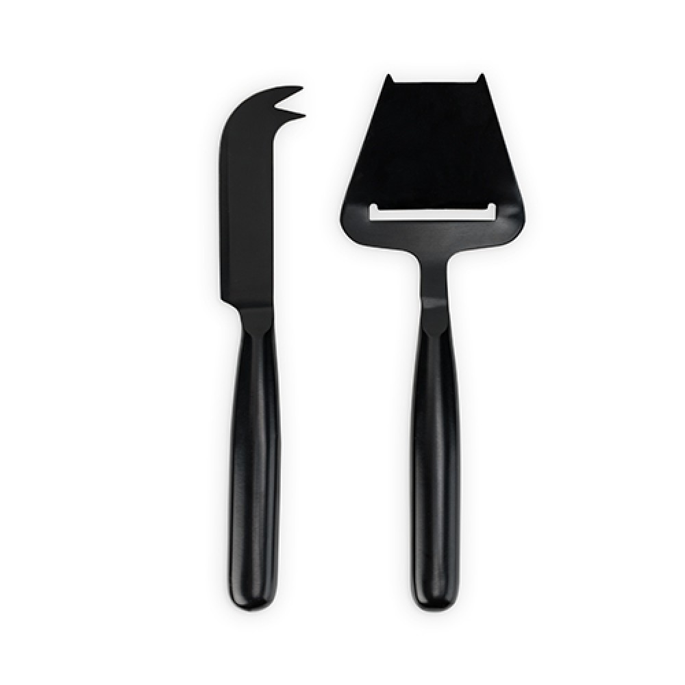 Nero Cheese Knives in Matte Black Custom Imprinted Nero Cheese Knives in Matte Black Custom Imprinted
