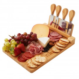 5-Piece Magnetic Bamboo Cheese Board Set with Logo