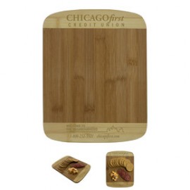 "Joaquin" Two - Tone Bamboo Cutting Board with White Gift Box Custom Printed