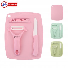 Ceramic Fruit Knife Chopping Board Set with Logo  Ceramic Fruit Knife Chopping Board Set with Logo