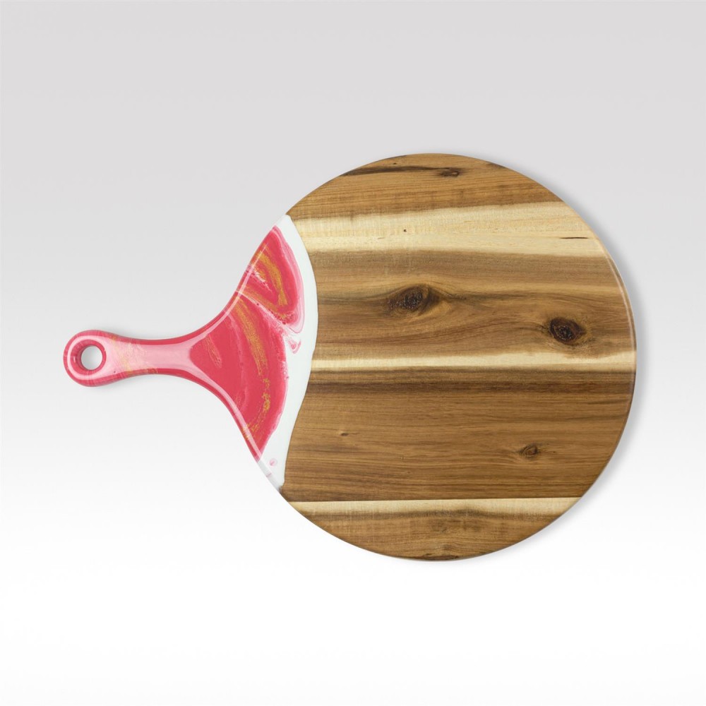 12" Round Acacia Board w/ Handle with Logo 12" Round Acacia Board w/ Handle with Logo