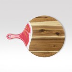 12" Round Acacia Board w/ Handle with Logo