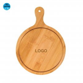 Round Bamboo Pizza Board 9" - OCEAN with Logo  Round Bamboo Pizza Board 9" - OCEAN with Logo