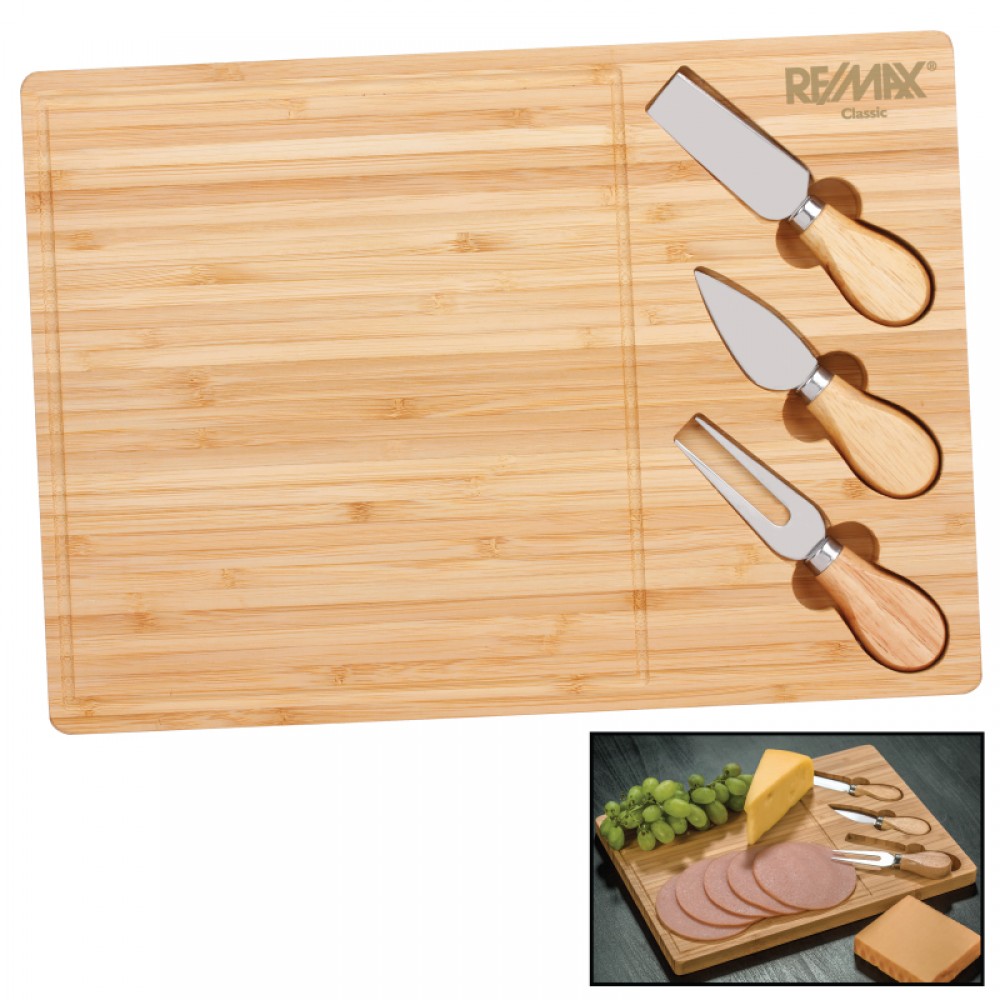 Custom Astor Bamboo Cheese Board Knife Set