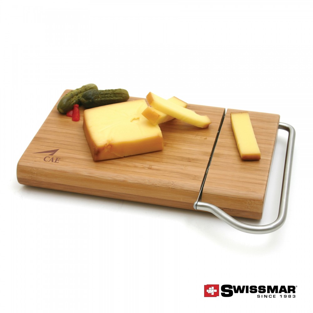 Swissmar Cutting Board With Slicer - Bamboo with Logo