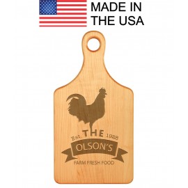 13 1/2" x 7" Maple Paddle Shaped Cutting Board MADE IN THE USA! with Logo