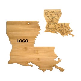 Logo Branded Louisiana Shaped Wooden Cutting Board  Logo Branded Louisiana Shaped Wooden Cutting Board