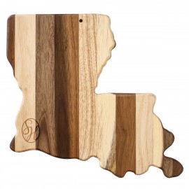Rock & Branch Shiplap Series Louisiana State Shaped Wood Serving & Cutting Board with Logo