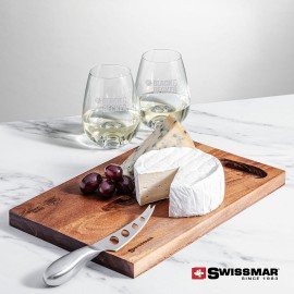 Promotional Swissmar Acacia Board & 2 Edderton Stemless Wine