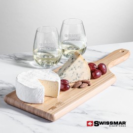 Swissmar Bamboo Board & 2 Edderton Stemless Wine Custom Printed