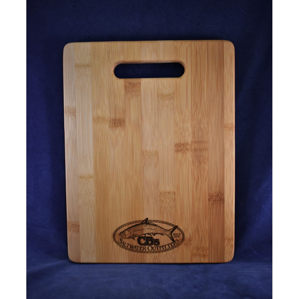 0201B Bamboo board with handle 8.75 x 11.5 x .5" medium with Logo
