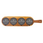 4.25" x 18.5" Acacia Wood Serving Board with Slate Coasters with Logo