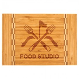 Bamboo Cutting Board With Butcher Block Inlay 12" X 8 1/4" with Logo