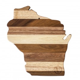 Rock & Branch Shiplap Series Wisconsin State Shaped Wood Serving & Cutting Board with Logo