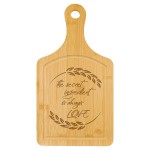 Logo Branded 7" x 13.5" Paddle Shaped Bamboo Wood Cutting Board w/Drip Ring