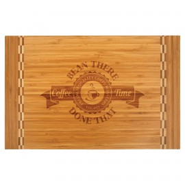 18 1/4" x 12" Bamboo Cutting Board with Butcher Block Inlay with Logo