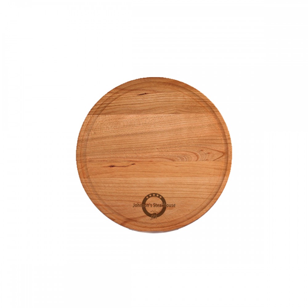 13 1/2" Cherry Round Cutting Board with Juice Groove with Logo