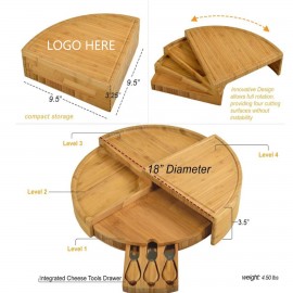 18" Multi Level Bamboo Cheese Board with Logo