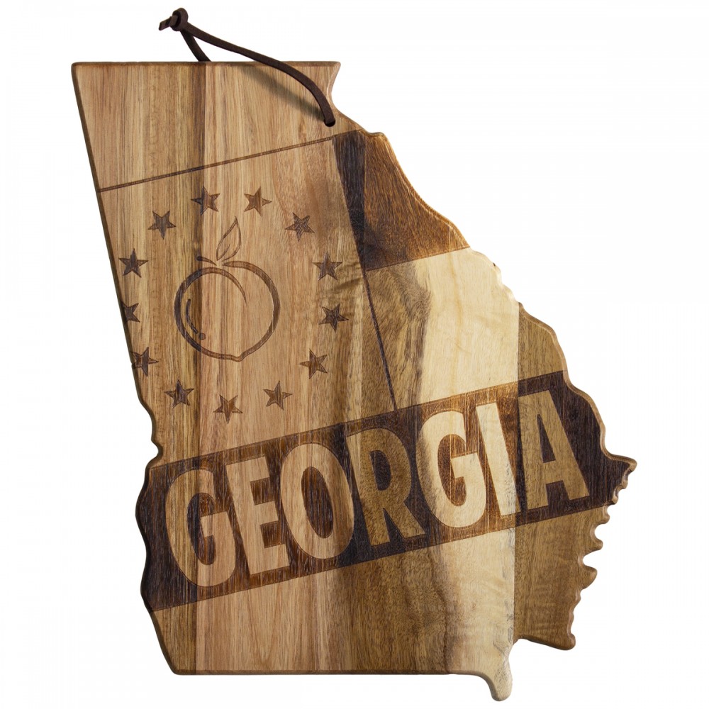 Rock & Branch Origins Series Georgia State Shaped Wood Serving & Cutting Board with Logo