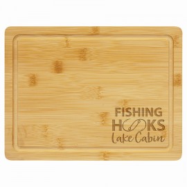 Personalized Bamboo Rectangle Cutting Board with Drip Ring, 11-1/2" x 8-3/4"