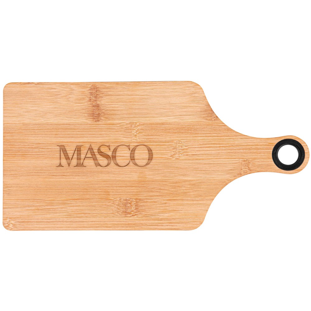 The Genoa 14-Inch Bamboo Cutting Board with Handle (Factory Direct - 10-12 Weeks Ocean) with Logo