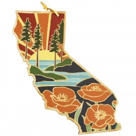 Logo Branded California State Shaped Cutting & Serving Board w/Artwork by Summer Stokes