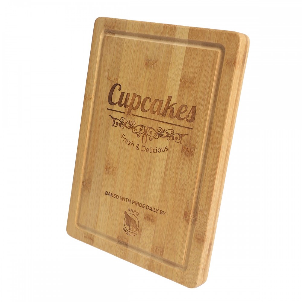 Logo Branded 10" x 14" Bamboo Cutting Board with Groove