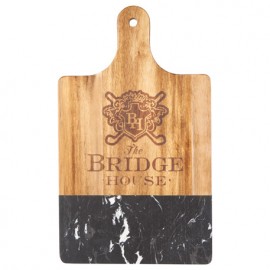 Black Marble and Wood Cutting Board with Logo  Black Marble and Wood Cutting Board with Logo