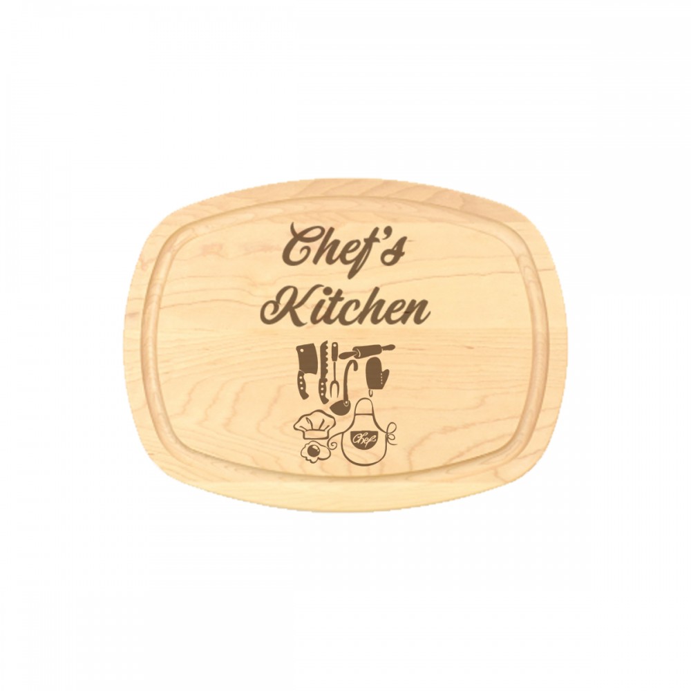 Custom Imprinted 9" x 12" Maple Oval Cutting Board with Juice Groove Custom Imprinted 9" x 12" Maple Oval Cutting Board with Juice Groove