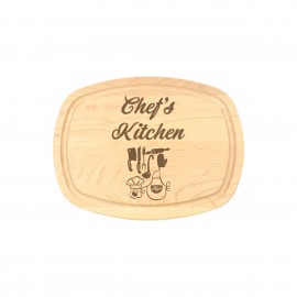 Custom Imprinted 9" x 12" Maple Oval Cutting Board with Juice Groove