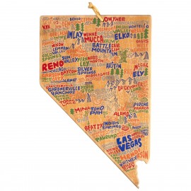 Nevada State Shaped Cutting & Serving Board w/Artwork by Wander on Words with Logo