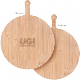 Logo Branded 15-Inch Round Bamboo Cutting Board with Handle (Factory Direct - 10-12 Weeks Ocean)  Logo Branded 15-Inch Round Bamboo Cutting Board with Handle (Factory Direct - 10-12 Weeks Ocean)