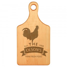 13 1/2" x 7" Maple Paddle Shaped Cutting Board with Logo
