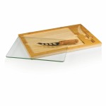 Customized Icon Glass-Top Cutting/Cheese Board w/Removable Serving Tray