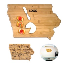 Logo Branded Iowa Shaped Wooden Cutting Board  Logo Branded Iowa Shaped Wooden Cutting Board