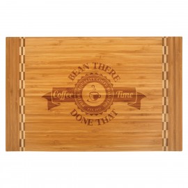 Customized 18" x 12" Bamboo Cutting Board w/ Butcher Block Inlay